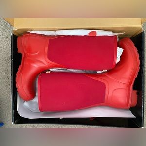 Red hunter rain boots